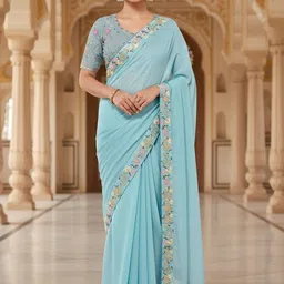 FABLAND Women Floral Embroidered Tussar Saree-picture-11