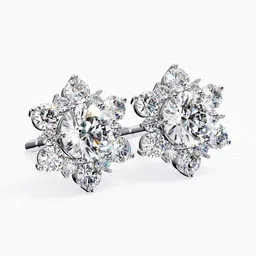 VALANOVA BIS Hallmarked 18K White Gold Diamond Studded Earrings 1.42 gm image 3