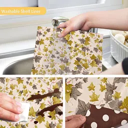 Kuber Industries Cream & Green 3 Pieces Shelf Liner Organisers image 3