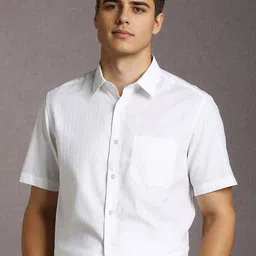 Louis Philippe Spread Collar Cotton Shirt-picture-17
