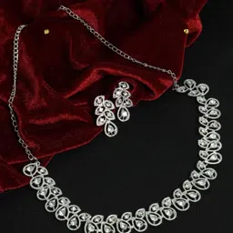 VATSALYA creation Rhodium-Plated Alloy Artificial Stones Statement Necklace-picture-17