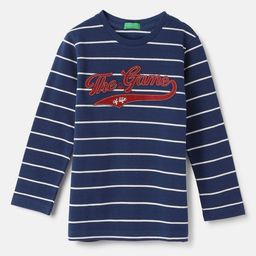United Colors of Benetton Boys Striped Polo Collar Pure Cotton T-shirt-picture-1