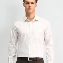 Arrow Men Manhattan Spread Collar Pinstripes Striped Cotton Slim Fit Formal Shirt-picture-15