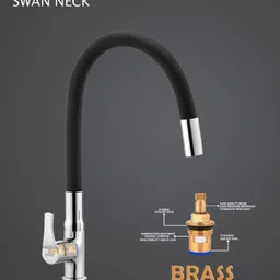 prestige Step brass Swan neck Tap Black With 360 degree swivel spout For Kitchen Pillar Tap Faucet image 2