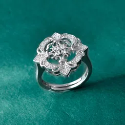 Voylla Rhodium-Plated Elegance Aurora American Diamond Studded Solitaire Finger Ring-picture-35