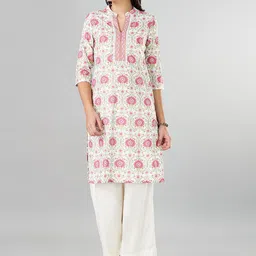 RANGMANCH BY PANTALOONS Women Floral Printed Flared Sleeves Thread Work Kurta-picture-44