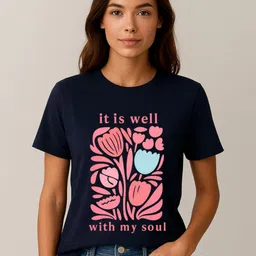 Anikmart Women Floral Printed Pure Cotton T-shirt-image-27