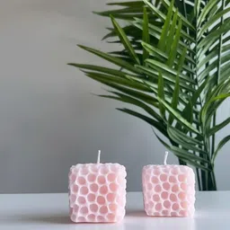 atorakushon Pink 3 Pieces Textured Pillar Candle image 5