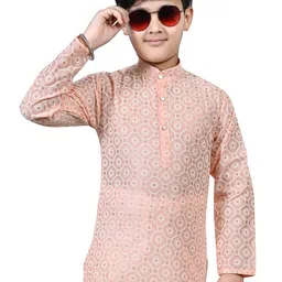 Arshia Fashions Boys Ethnic Motifs Embroidered Regular Thread Work Kurta with Pyjamas image 2