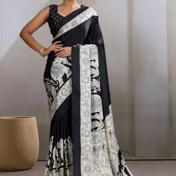 saretramall Ethnic Motifs Phulkari Pure Crepe Bagru Saree-image-14