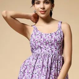 Istyle Can Women Abstract Printed Scoop Neck Cotton Peplum Top-image-36