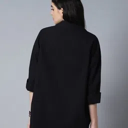 hoc Women Oversized Fit Solid Spread Collar Casual Shirt image 2