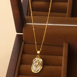 Bauble Cluster Stainless Steel 18k Gold-Plated Floral Pendant With Chain-picture-54