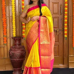 Moda Rapido Woven Design Zari Silk Blend Handloom Banarasi Saree-picture-28