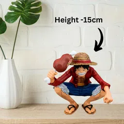 blue aura One Piece Monkey D Luffy Action Figure Height-15cm (Luffy Eating) image 2