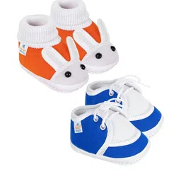 NESKA MODA 3 To 12 Months Baby Boys & Baby Girls Set of 2 Pair Soft Cotton Rabbit Face Lace Booties-picture-31