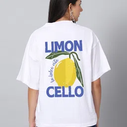 Besick Women Graphic Printed Round Neck Cotton Oversized T-shirt-image-29