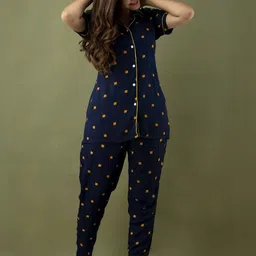 trinabh Women Blue Box Print Night Suit-picture-37