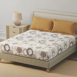 Layers BasicX Yellow Printed Cotton 120TC Double Bedsheet & 2 Pillow Covers 2.54x2.24m image 2