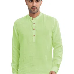 Navkanj Band Collar Roll-Up Sleeves Short Kurta-picture-31