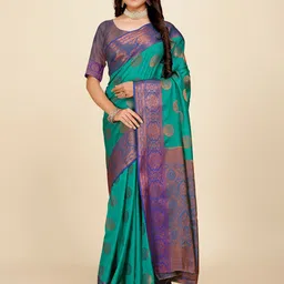 Indian Fashionista Ethnic Motifs Zari Organza Banarasi Saree-image-19