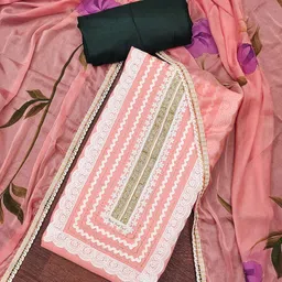 MANVAA Floral Embroidery Thread Work Pure Cotton Unstitched Dress Material-picture-34