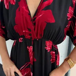 PIMU Women Floral Printed Fit & Flare Midi Dress image 4