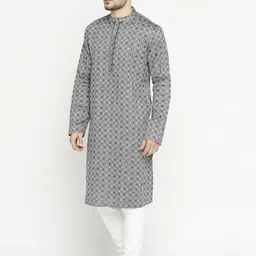 ARCHATTIRE Men Checked Cotton Long Kurta image 4