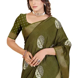 SSHAGUN LIFESTYLE Ethnic Motifs Printed Saree With Blouse Piece image 5