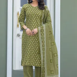 BAPS Women Ethnic Motifs Printed Regular Kurta with Trousers & With Dupatta-picture-21