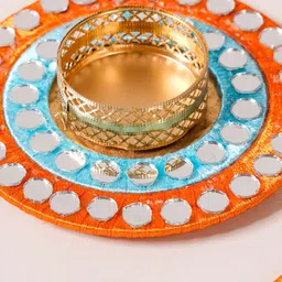 Nestasia Blue & Red 4 Pieces Mirror Work Embellished Tea Light Candle Holders image 4