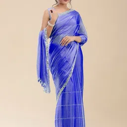 Vervee Couture Embellished Mirror Work Saree With Unstitched Blouse Piece-picture-34