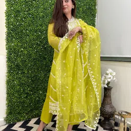 DIVASTRI Women Ethnic Motifs Embroidered Regular Thread Work Kurta with Trousers & With Dupatta-picture-20