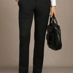 Luxure by Louis Philippe Men Solid Flat Front Slim Fit Formal Trousers-picture-39