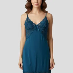 Luvien Paris Women Self Design Shoulder Straps Chemise Lace Babydoll-picture-30
