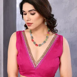 HERE&NOW Pink Printed Poly Georgette Sarees image 4