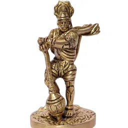 Zunaldo Brass Hanuman Standing On Rocky Showpiece image 2