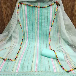 rangtulika ethnics Rangtulika Geometric Embellished Chanderi Cotton Unstitched Dress Material-picture-31