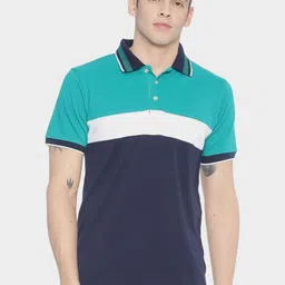 ADRO Men Colourblocked Polo Collar T-shirt-picture-32