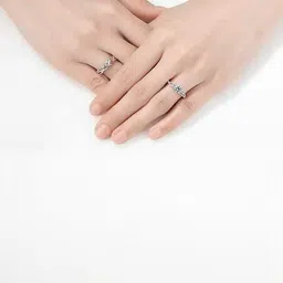 J.S ENTERPRISES Unisex Set of 2 Stainless Steel Artificial Stones Studded Finger Ring-picture-16
