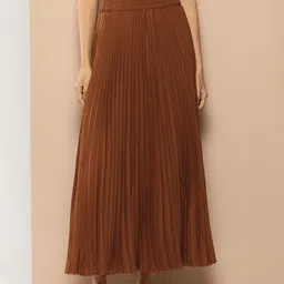 chemistry Women Solid Flared Brown Skirt image 1
