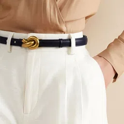 Women Casual, Formal, Party Black Artificial Leather Belt-image-1