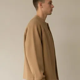 HERE&NOW Men Round Neck Long Sleeves Front-Open Sweaters image 4