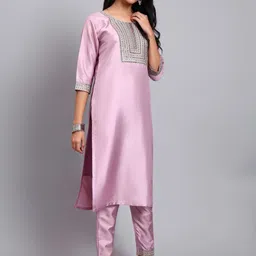 JDS LIFESTYLE Women Woven Design Kurta with Trousers image 4