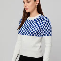 sollobell Women Checked Self Design Regular Top image 4