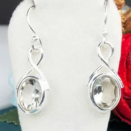 Zhupuk Silver-Plated Brass Crystals Drop Earrings-picture-11