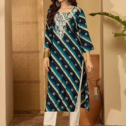 Sangria Printed Straight Kurtas image 4