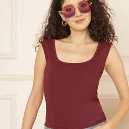 Selvia Women Square Neck Fitted Crop Top-picture-1