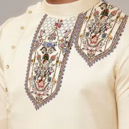 DEVOILER Men Ethnic Motifs Printed White Romance Kurta image 2