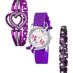 CSAMON Women Printed Dial Watch & 2 Bracelets Gift Set-picture-13